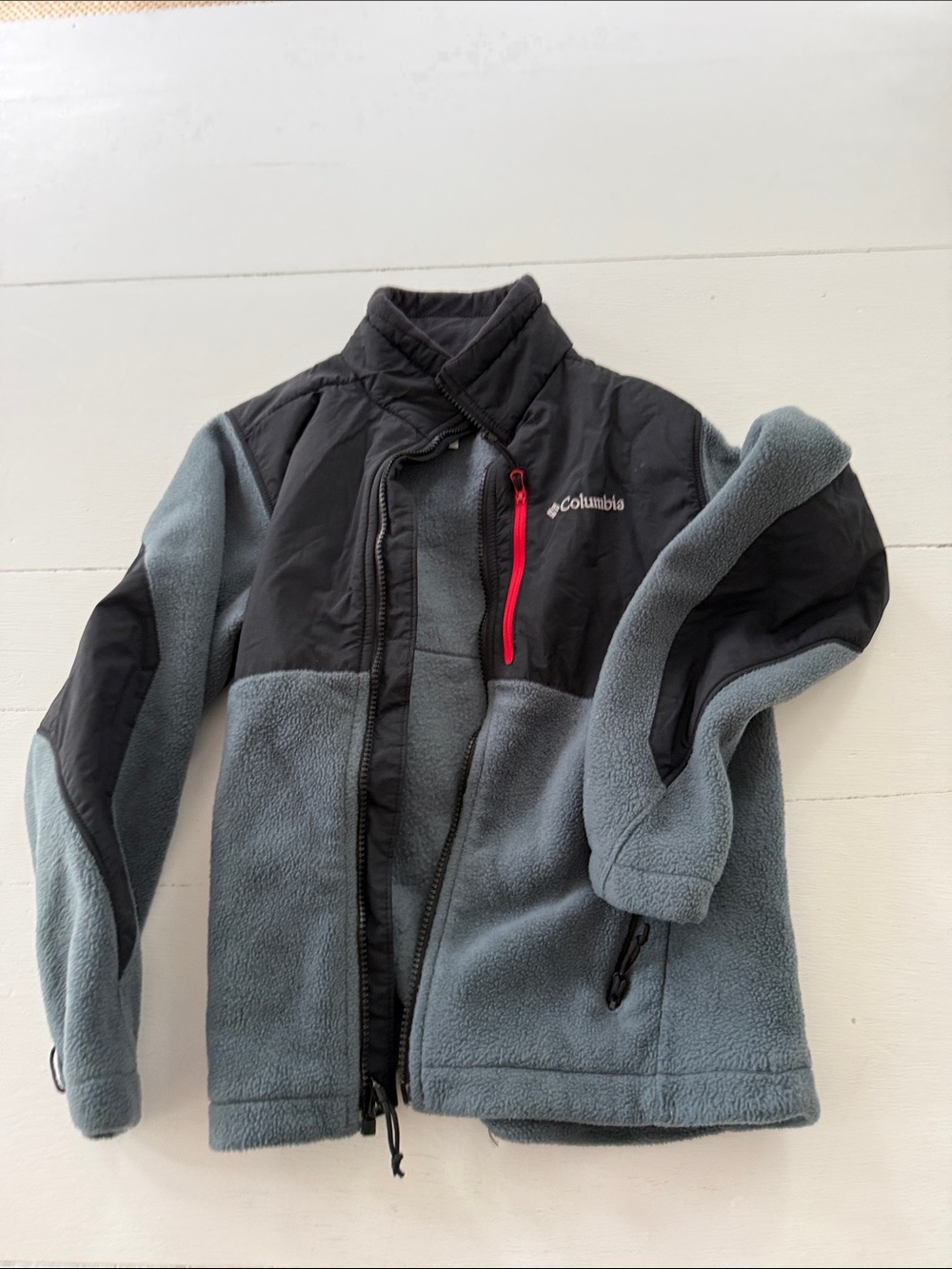 Columbia Kids Gray & Black Fleece Jacket with Pink Zip Accent